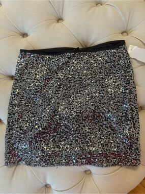 Express Silver Sequin Mini Skirt